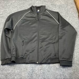 Gap Track Jacket Womens L Black White Piping Full Zip Stand Collar Zip Pockets